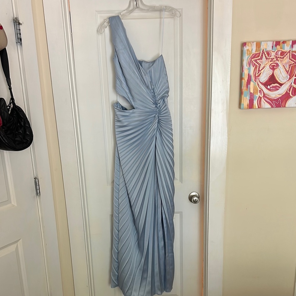 Abercrombie Giselle Pleated One Shoulder Cutout Maxi Dress